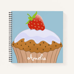 Carnet Joli petit pain à la fraise personnalisé bleu