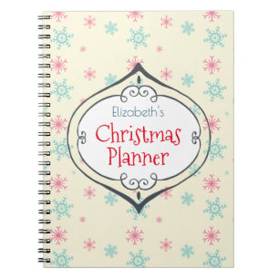 Carnet Joli planificateur de Noël avec des flocons de nei
