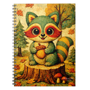 Carnet Joli Raton Laveur de la Forêt d'Automne avec Gland