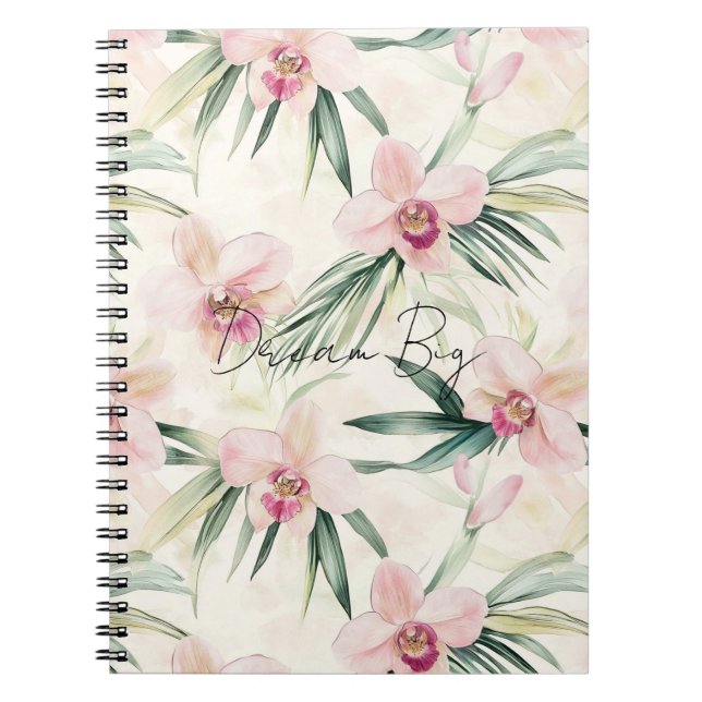 Carnet Joli rose Fleurs d'orchidées tropicales (Devant)