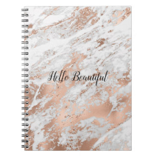 Carnet Joli Rose or blanc brillant marbre