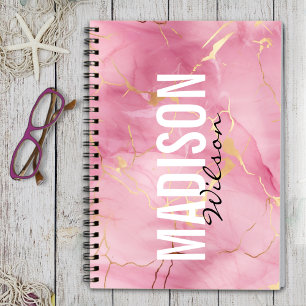 Carnet Joli rose rose faux parties scintillant en marbre