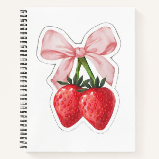 Carnet Joli Ruban Rose Fraise Nœud Esthétique Spirale