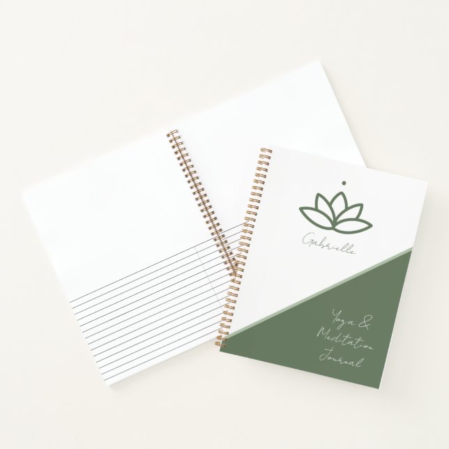Carnet Joli Sage Green Lotus Yoga Revue de méditation (Intérieur)