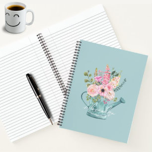Carnet Joli script cadeau floral monogrammed Bleu