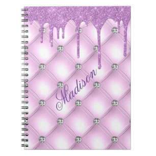 Carnet Joli Violet Élégant Parties scintillant Bijoux Nom