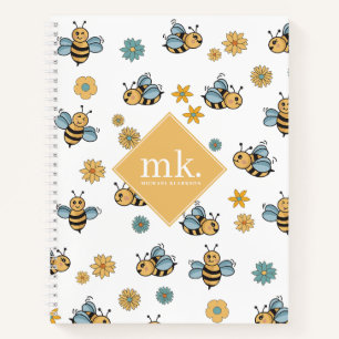 Carnet Jolie abeilles de miel et Fleurs sauvages floraux
