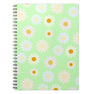 Carnet Jolie aquarelle colorée Motif marguerite vert