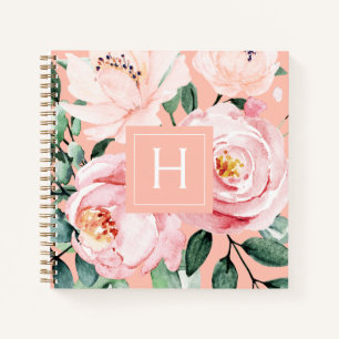 Carnet Jolie aquarelle Floral Monogramme