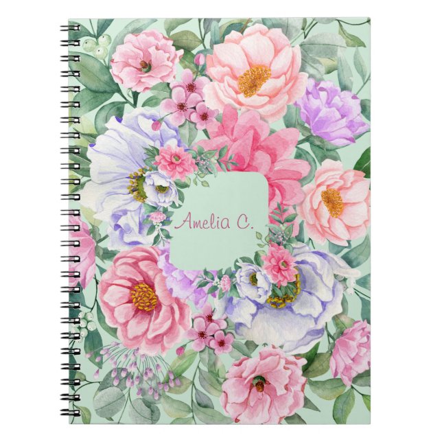 Carnet Jolie aquarelle Pastel Floral (Devant)