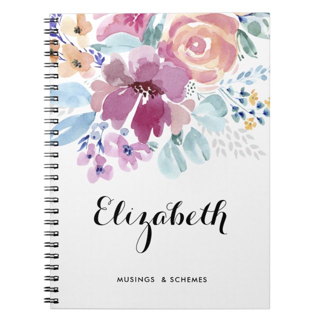 Carnet Jolie aquarelle Ressort Floral Posy Personnalisé (Devant)