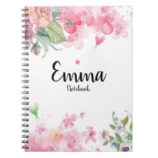 Carnet Jolie aquarelle rose pâle Roses floraux non