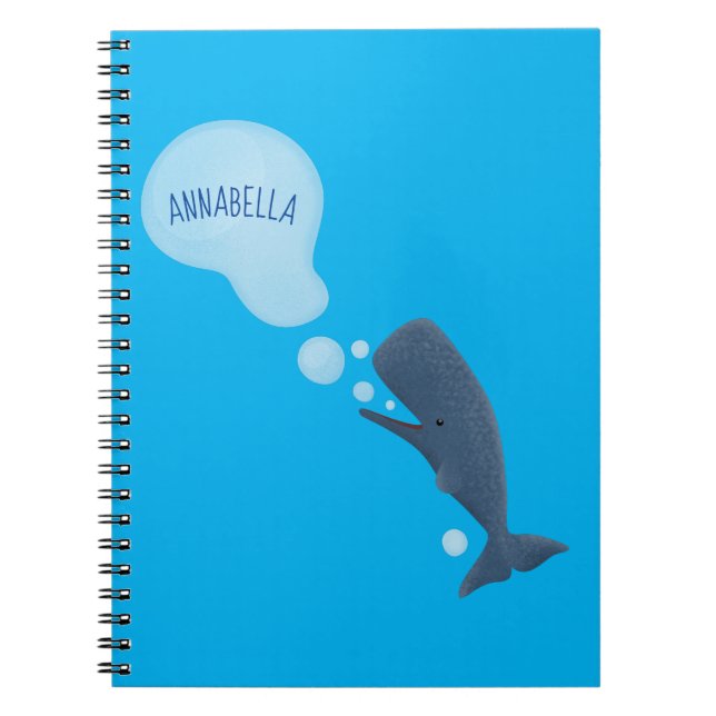 Carnet Jolie baleine à sperme soufflant bulles dessin (Devant)