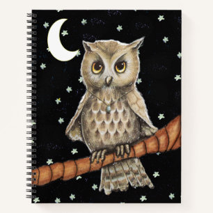 Carnet Jolie Brown Branche Chouette Collier Bleu Étoiles