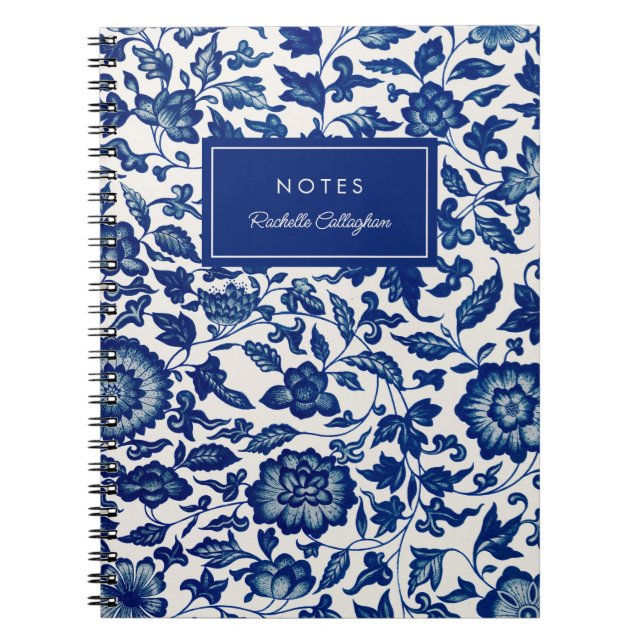Carnet Jolie Chinoiserie Bleue Chinois Floral Vintage (Devant)