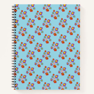 Carnet Jolie coccinelle bleue et motif floral