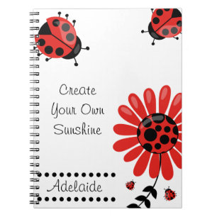 Carnet Jolie coccinelle rouge moderne personnalisée
