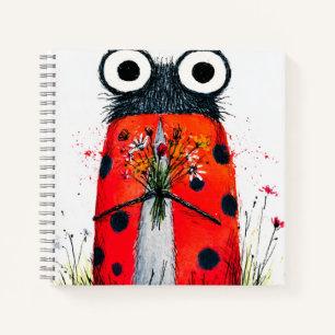 Carnet Jolie coccinelle tenant un bouquet de fleurs sauva