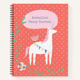 Carnet Jolie Coral Unicorn Girl's Write & Draw Story