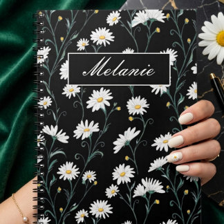 Carnet Jolie Daisy Florale de Printemps Personnalisée