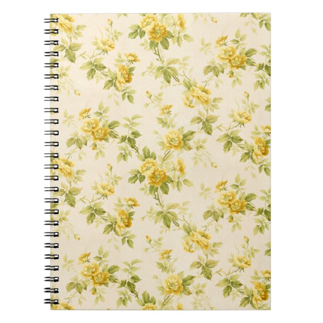 Carnet Jolie ferme jaune d'or Floral (Devant)