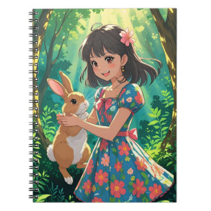 Carnet Jolie fille avec son lapin