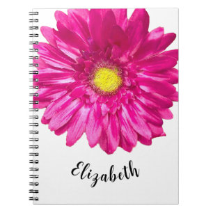 Carnet Jolie fleur marguerite rose nom personnalisé femme