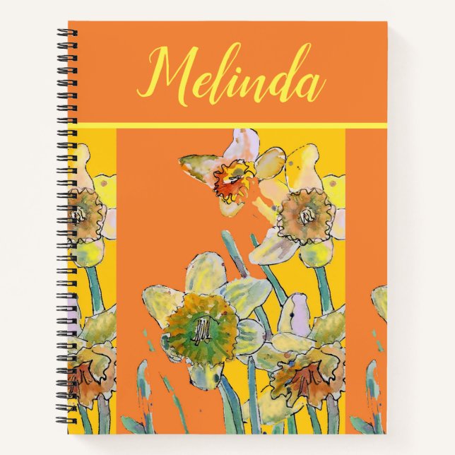 Carnet Jolie Floral Pastel Daffodique Fleur Aquarelle Non (Devant)