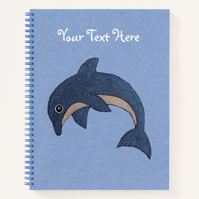 Carnet Jolie Glittery Jumping dauphin Bleu foncé et blanc (Devant)