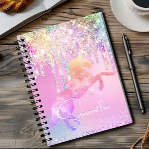 Carnet Jolie licorne rose Parties scintillant arc-en-ciel