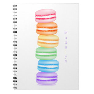 Carnet jolie pile colorée de macarons personnalisée
