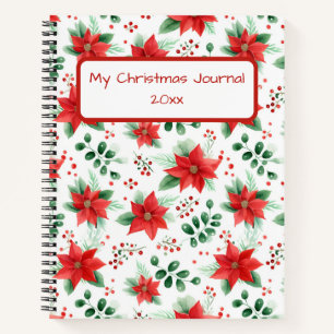 Carnet Jolie Poinsettia rouge et Botanique verte