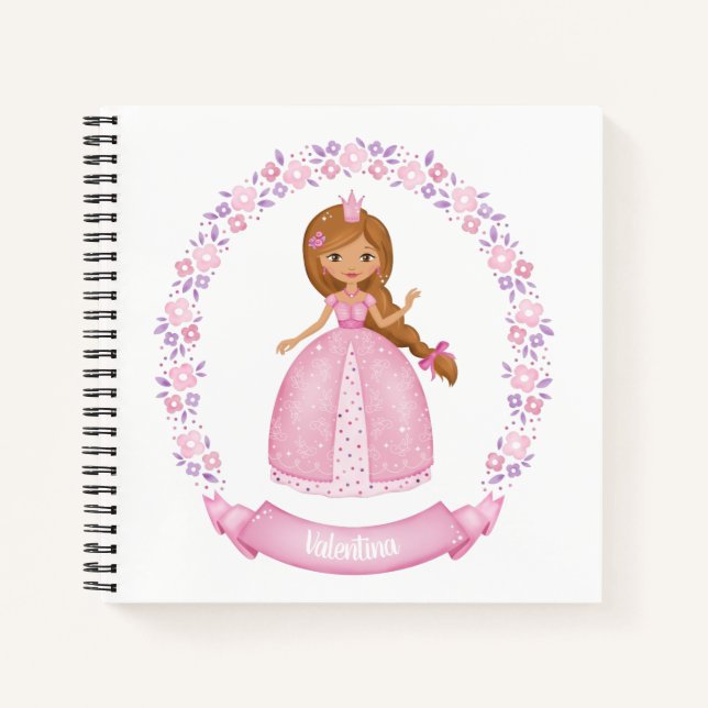 Carnet Jolie Princesse Florale Rose (Devant)