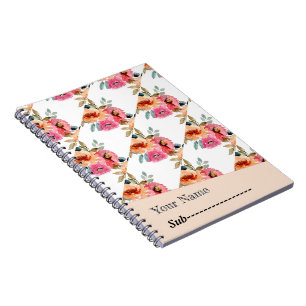 Carnet Jolie Rose Florale Rose Pâle Aquarelle Élégante