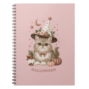 Carnet Jolie sorcière d'Halloween Chat Citrouille