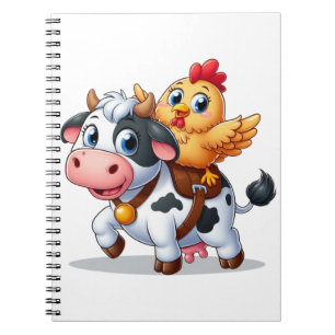 Carnet jolie vache/poule de dessin animé