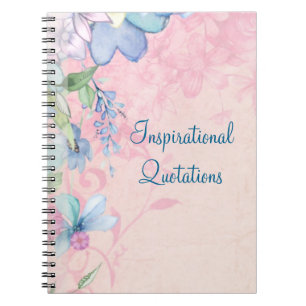 Carnet Jolies citations florales rose et bleu