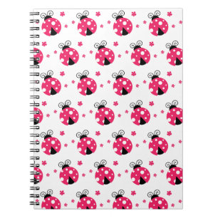 Carnet Jolies coccinelles roses et fleurs