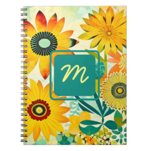 Carnet Jolies fleurs d'art populaire Monogrammé
