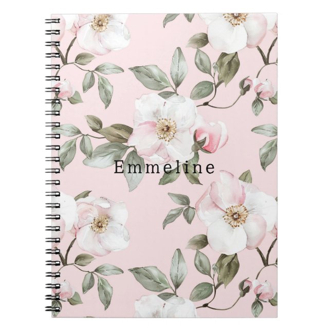Carnet Jolies fleurs roses et blanches   (Devant)