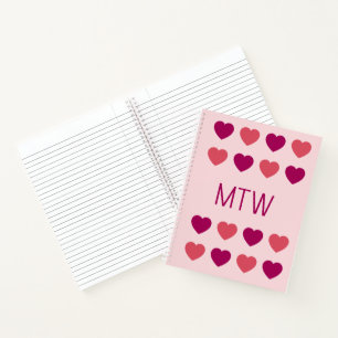 Carnet Jolies Initiales Monogramme Cœurs Roses