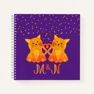 Carnet Jolis Chatons Orange Monogramme Initiales Ludiques