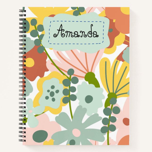 Carnet Jolis enfants à fleurs personnalisés (Devant)