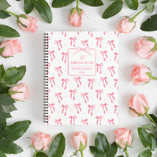 Carnet Jolis noeuds papillon rose et blanc Coquette Monog