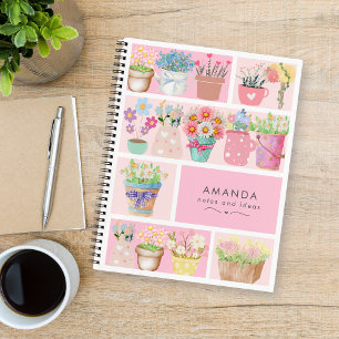 Carnet Jolis pots de fleurs roses élégants modernes