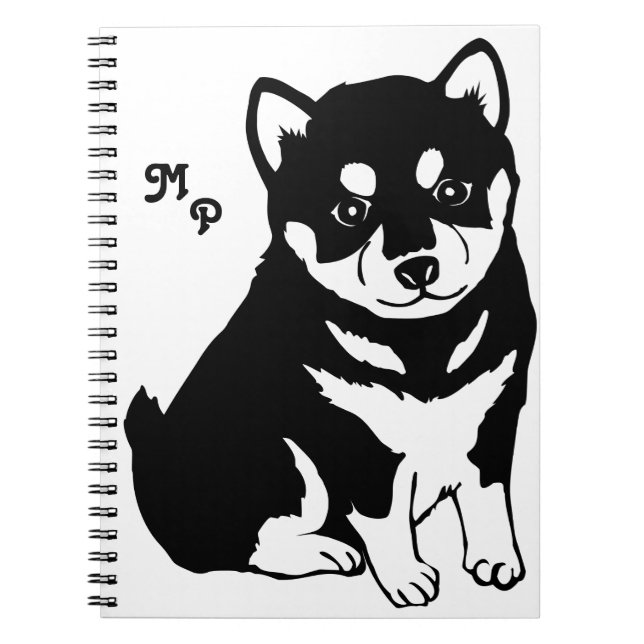 Carnet Jote Shiba Inu Monogramme d'art chiot (Devant)