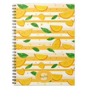 Carnet Jouer Motif de tranche orange avec Feuilles verts