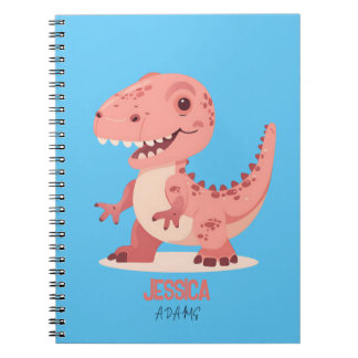 Carnet Jouer Pink T-Rex Dino Avec Nom Enfant
