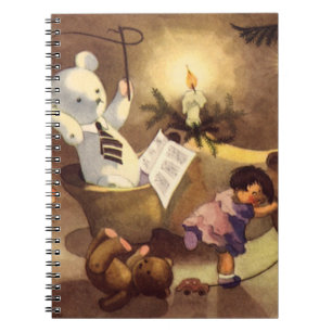 Carnet Jouets de Noël vintage, poupées dansantes, ours en