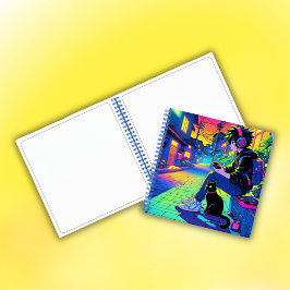 Carnet Joueur d'Anime avec chat noir |